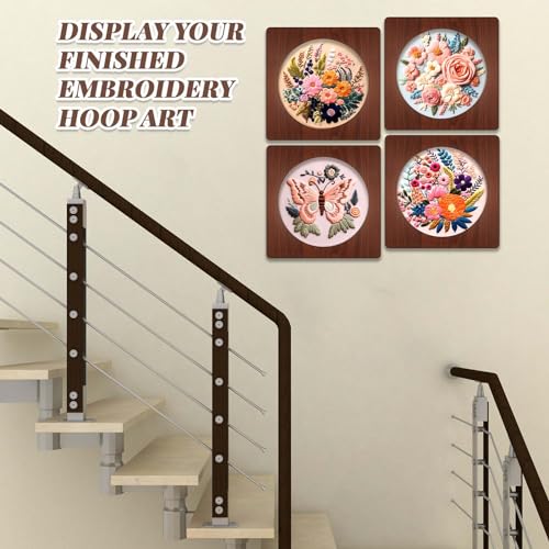Wenqik 6 Pcs Wood Embroidery Frames for Display Cross Stitch 8'', Square - style: Square