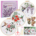 Uniartfy Embroidery Kit for Beginners with Hummingbird and Flower Pattern - color: Embroidery Kit-E