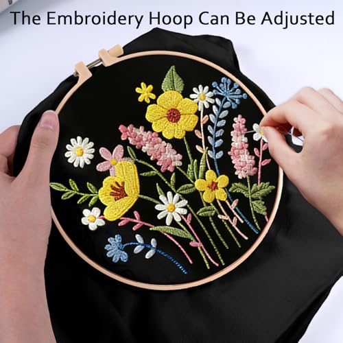 Nuberlic Embroidery Tote Bag Kit for Beginners with Floral Pattern - color: Floral
