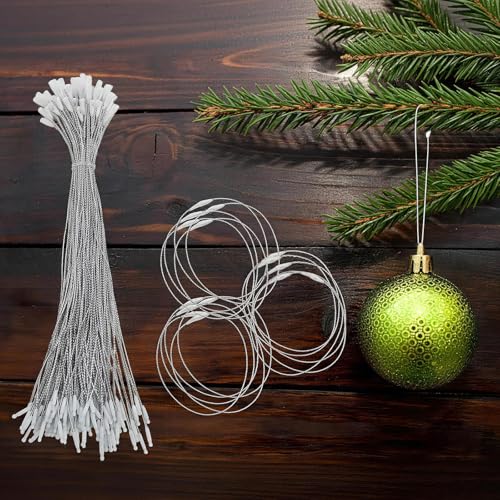 Christmas Tree Ornament String Hanger Precut Ribbon Hook with Snap Fastener - color: Silver, size: 400pcs