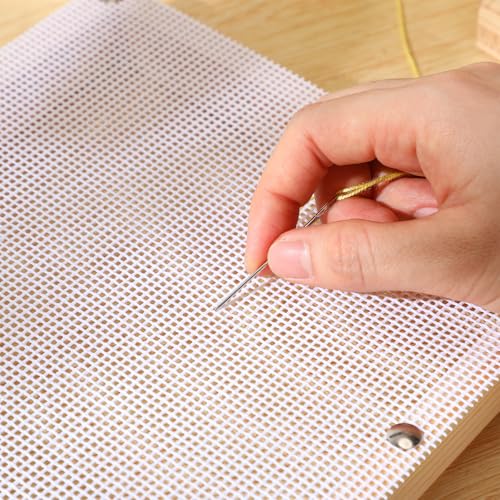 Knitgrip 8 Pack 8 x 8 Inches Needlepoint Canvas 10 Mesh Blank White Canvas Pure Cotton Needlepoint Mesh Twist Interlock for Embroidery DIY Knit Crochet Projects Make Dividers - size: 8 x 8 Inches