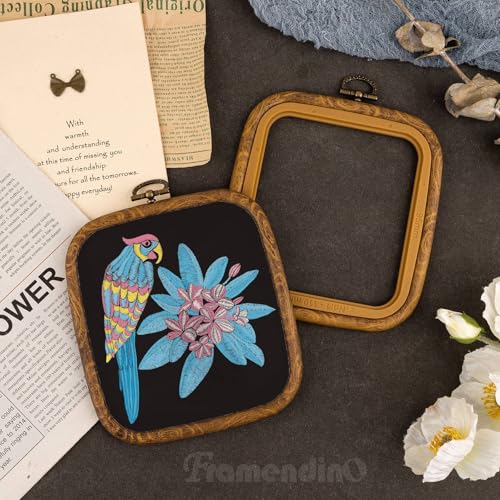 Framendino, 3 Pack Imitation Wood Embroidery Hoops Cross Stitch Craft Hoop Frame for Birthday 3.74"x4.33" - size: 3.74" x 4.33"