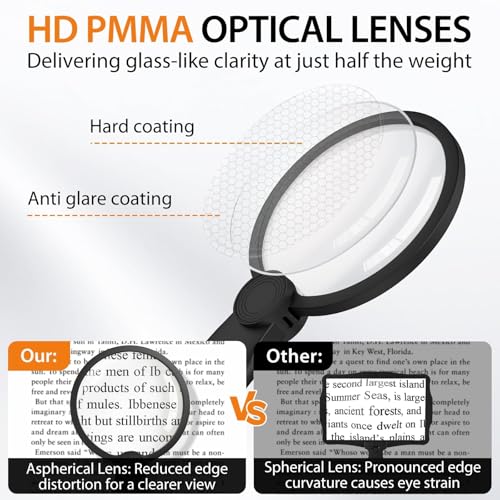 Hands-Free Magnifying Glass with Light, 5X Neck Magnifier for Close Work, Reading Small Print, Cross Stitch, Sewing & Crafts, Rechargeable Lighted Magnifier, Vision Aid for Seniors & Low Vision - size: 1000mAh Magnetic