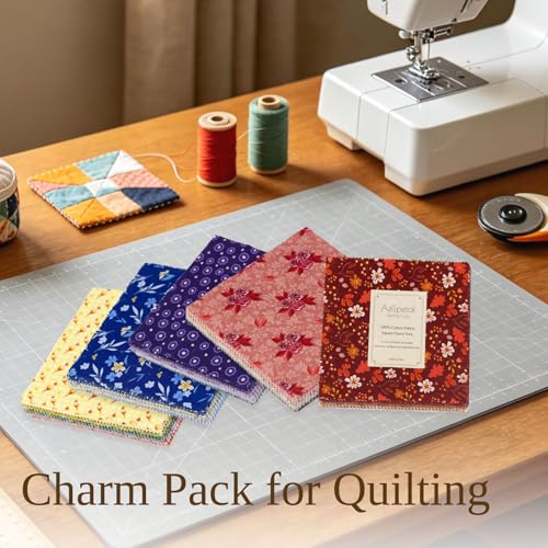 5" Cotton Fabric Squares, 40 Pcs Autumn Charm Pack Fabric for Quilting - color: Late Autumn