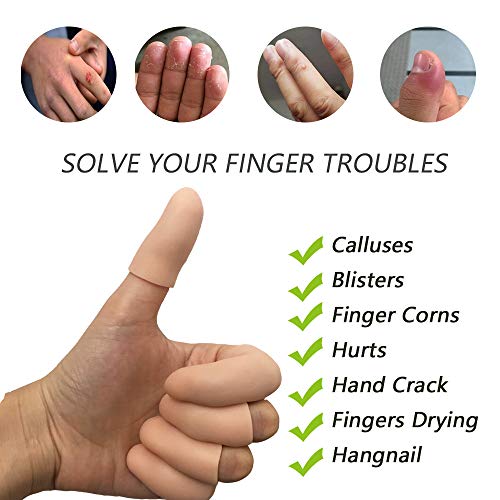 Kris-kikomy Gel Finger Protectors Finger Caps Silicone Fingertips Protection - Finger Cots Great for Trigger Finger, Finger Arthritis, Finger Cracking and Other Finger Pain Relief(Nude, Medium)