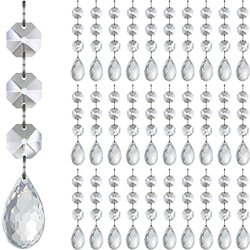 Jishi 30pk Christmas Tree Decoration Crystal Christmas Ornaments Balls, Hanging Clear Plastic Acrylic Ball Ornaments for Christmas Tree, Ball Drop Pendant w/Crystal Beads, Holiday Decor Party Supplies - style: Waterdrop