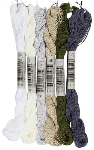 KCS 162 Yards(150 Meters) Mercerized Pearl Cotton Crochet Needlepoint Thread,Size 5,6 skeins,Mixed Color 12 - color: 6color12, size: 6 skeins