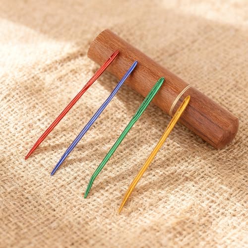 13pcs Large Eye Sewing Needles Kit, Stainless Steel Blunt & Bent Tapestry Needles with Wooden Case for Weaving Crochet Darning Yarn & Embroidery Knitting Crafts Projects Supplies Accessories