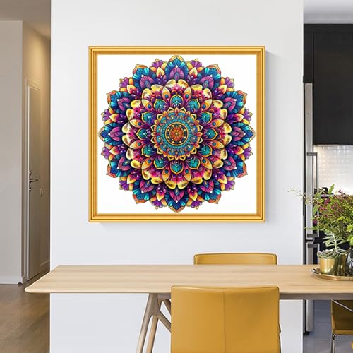 Foxhool Stamped Cross Stitch Kits,11CT Printed Cross Stitch Pattern Full Embroidery Kits for Beginner Needlepoint Kits-Magic Mandala 18x18 inch - color: Craftpatterns10
