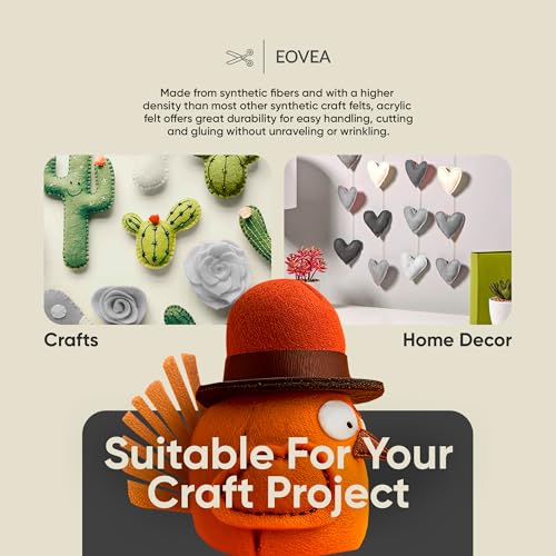 EOVEA | Acrylic Felt Fabric by The Yard | 72" Wide | 1.6mm Thick | Soft & Durable Non-Fraying Felt | for DIY Crafts, Sewing, Upholstery, Costumes & Padding(Black, One Yard) - color: Black, size: 1 Yard