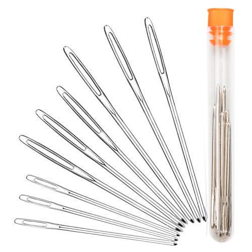 Large-Eye Blunt Needles, Hekisn Stainless Steel Yarn Knitting Needles, Sewing Needles, Crafting Knitting Weaving Stringing Needles,Perfect for Finishing Off Crochet Projects (9 Pcs) - size: 9 Pieces