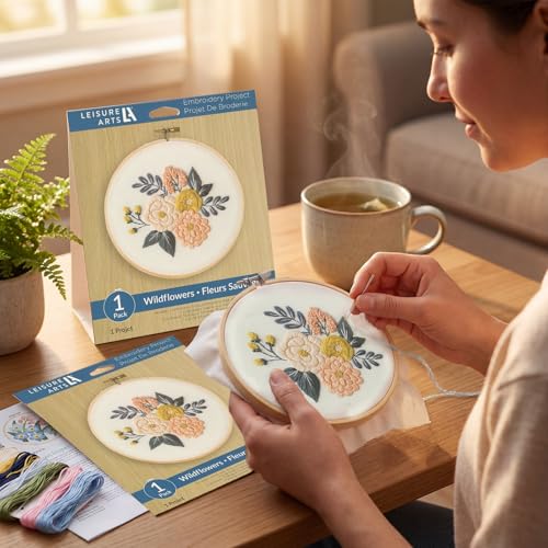 Leisure Arts Mini Maker Embroidery Kit, Pink