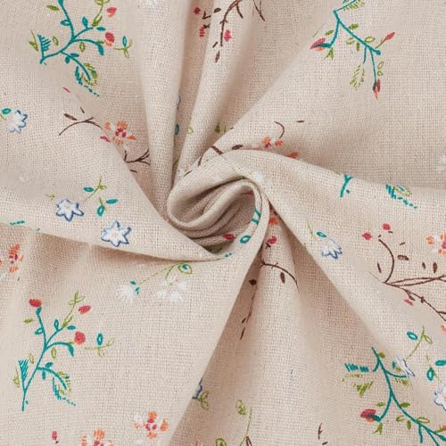 1.06 Yards 62.21 Inch Floral Linen Fabric Colorful Flowers Vintage Upholstery Linens Flaxen Quilting Cloth Fabrics for Sewing Making Garment Wallet Gift Wrapping Cloths DIY Craft Supply - size: 1580MM, style: Flower