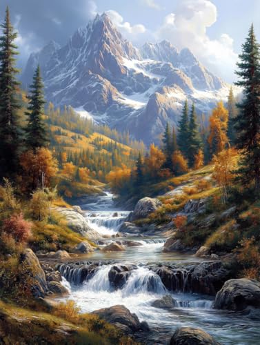 14ct Counted Cross Stitch Kits for Adults Mountains Rivers Printed Stamped Cross Stitch Patterns Kits Cross Stitch Supplies (Mountains Rivers) - color: Mountains Rivers