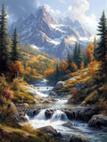 14ct Counted Cross Stitch Kits for Adults Mountains Rivers Printed Stamped Cross Stitch Patterns Kits Cross Stitch Supplies (Mountains Rivers) - color: Mountains Rivers