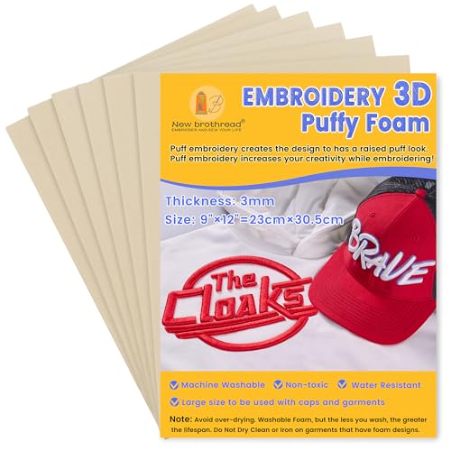 New brothread 6PCS Embroidery Puffy Foam 3MM - Beige - color: 6×beige