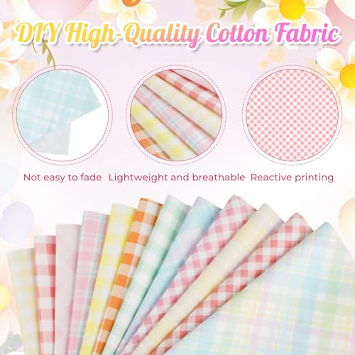 Tatuo 30 Pcs Pastel Gingham Cotton Fabric Square 10 x 10'' Patchwork Bundle - style: Pastel Gingham