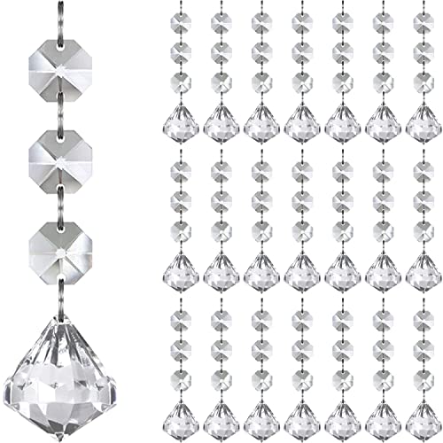 Jishi 30pk Crystal Diamond Ornaments for Christmas Tree Decorations, Hanging Clear Plastic Acrylic Diamonds for Wedding Anniversary Party Decoration Centerpieces Chandelier Prism Drop Pendant Supplies - style: Diamond