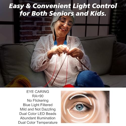 LEDGLE Neck Book Light for Reading Rechargeable,Long Arm,6 Brightness-Blue - style: Massage Particles- Blue