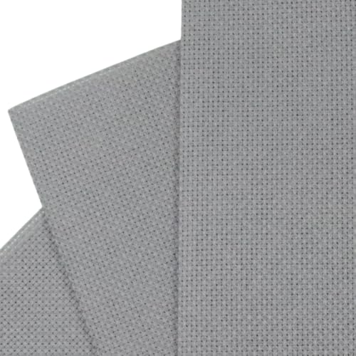 KCS 3 pc of 12" x 18"(30cmx45cm) Counted Cotton Aida Cloth Cross Stitch Fabric (Medium Grey,16CT) - color: Medium Grey, size: 16CT