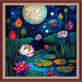 Funchey Counted Cross Stitch Kits for Adults Needlepoint Kits Unprinted Cross Stitching Embroidery Kit 11CT Cross Stitch Supplies&Moonlight Over the Lotus Pond 18x18 inch - color: DIYCrafts05