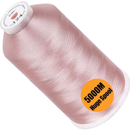 New brothread 5000M Huge Spool Embroidery Machine Thread - Flesh Pink - color: Flesh Pink-124
