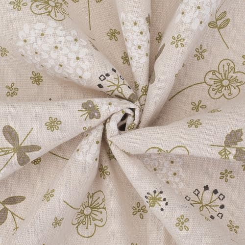 1 Yard 63 Inch Mixed Color Floral Cotton Linen Fabric Flowers Rectangle Fabric for Sewing Making Quilting DIY Home Decoration Beginners Craft Supplies - size: 1600MM, style: Green Flower
