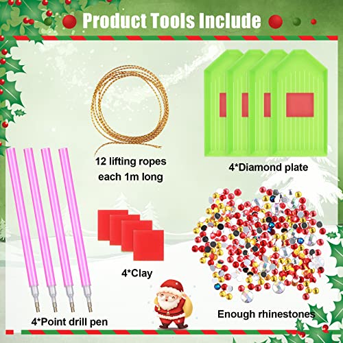 Hungdao 64 Pcs Diamond Art Christmas Ornaments DIY Diamond Painting Kits - style: Classic Red