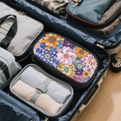 Bohemian Flower Diabetic Supplies Bag Carrying Case Organizer For Diabetes Testing Kit, Blood Glucose Monitor Kit with Meter, Blood Sugar Test Strips, Lancets, Lancing Device, Alcohol Wipe - color: Bohemian Flower
