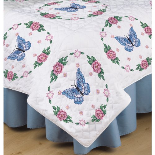 Butterfly/Rose Stamped for Embroidery Quilt Blocks - Set of 6