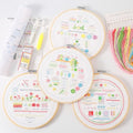 VIVIDOX 4 Sets Embroidery Kit for Beginners Adults, 35 Stitches Practice Kits Cross Stitch for Starter, DIY Hand Craft with Stamped Pattern, Bamboo Hoop, Threads, Needles, Scissors, Tools, Instruction - color: 35 Stitches Practice Kit (with 1 Hoop)