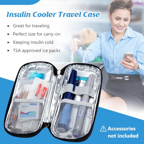YOUSHARES Insulin Cooler Travel Case - Portable Refrigerated Medicine Case for Insulin Pen, Medication and Diabetic Supplies with 2 TSA Approved Ice Pack - color: Roses