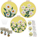 Louise Maelys 3 Pack Floral Embroidery Kit for Beginners with Supplies - color: 3 florals