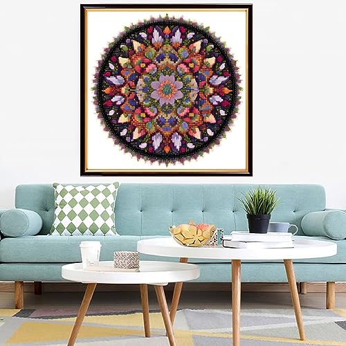 Redxing Stamped Cross Stitch Kits Embroidery kit for Beginners Adults Full Range of Embroidery Patterns Starter Kits DIY Printed Cross Stitch Kits Needlepoint Kits 11CT- Datura Flower 17.7x17.7 inch - color: Style 07