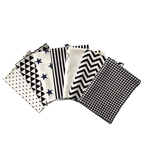 7pcs Quilting Fabric 18" x 22" 100% Cotton Craft Fabric Bundle Squares Fat Quarters Multicolored for Patchwork DIY Sewing Scrapbooking Black Element - color: Black Element