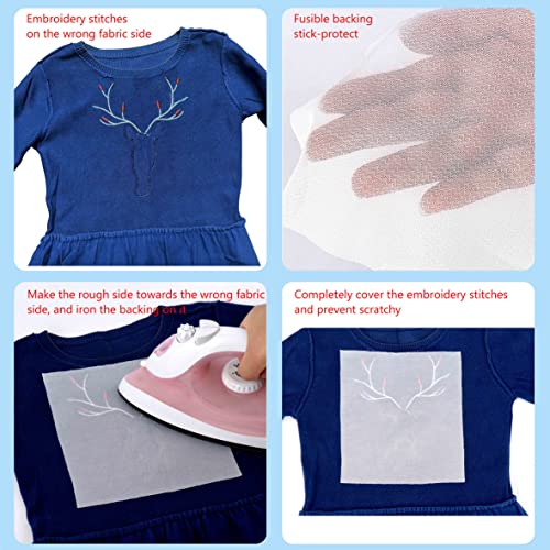 Simthread Fusible Iron-on Embroidery Backing Interfacing - 7" x 7", 100 Precut Sheets - color: White, size: 7" x 7" 100pcs