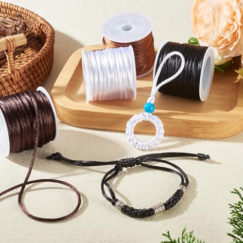 Elecrelive 40 Yards 2mm Nylon Satin Rattail Cords Silk Beading Threads - color: Black Brown