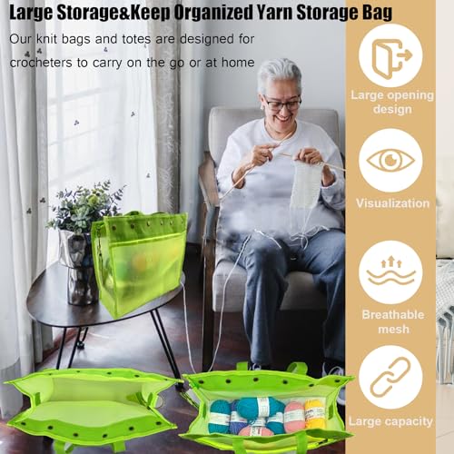 Knitting Bag Large Yarn Storage Organizer,Crochet Bags and Totes(Green) - color: Green