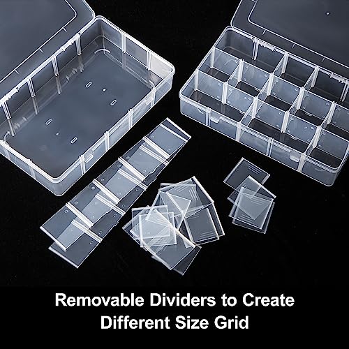 Gospire 2PCS 15 Large Grids Clear Plastic Box Organizer Storage Container - color: Clear-15 Grids*2