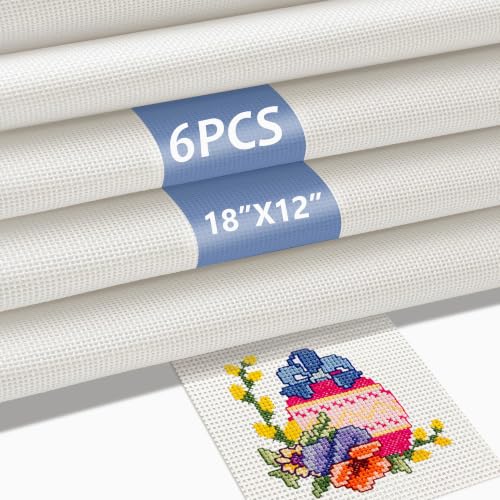6Pcs 18 Mesh Needlepoint Canvas Kit,Needlepoint Embroidery Blanks 18"x12" - size: 18 x 12 Inches
