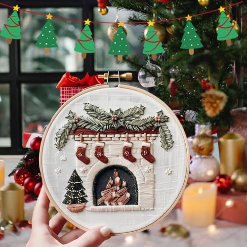 YOUDRN Christmas Embroidery Kits, Candy Canes Embroidery Kits Adults - color: Candy Canes