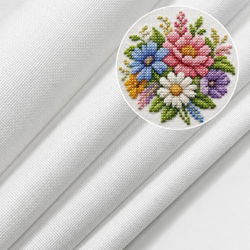 Needlepoint Canvas 18 Mesh, Cotton & Linen Blend, White, 18" x 20" - size: 18-Mesh