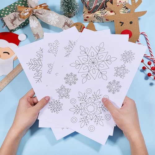 GLOBLELAND 4 Sheets Winter Snowflake Water Soluble Embroidery Pattern - color: Winter Snowflake