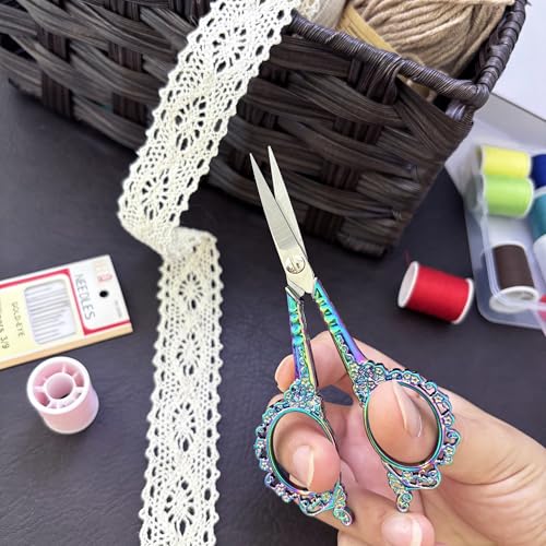 Small Sharp Embroidery Scissors, Precision Detail Sewing Shears - color: Rainbow