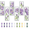FREEBLOSS 6 Set Iris Cross Stitch Bookmark Kits Hand Embroidery Kit for Beginners Counted Cross Stitch Kit DIY Bookmark Kit Full Cross Stitch Embroidery Kit for Women Hobby 22 * 8cm - style: Iris