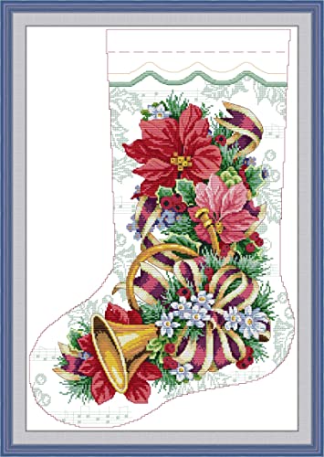 Howie's Needlepoint Cross Stitch Kits, 14CT Pre-Printed Pattern Needlepoint Kits, Full Range of Stamped Starter Kits (Christmas Stocking-Gabriel, 16.5 x 23.2 Inch) - color: Christmas Stocking-Gabriel