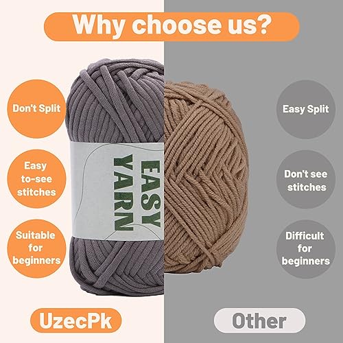 UzecPk 4 * 50g/1.76oz Crochet Yarn, 4 * 87yds Beginner Crochet Yarn - color: Dark Blue+Light Green+Dark Gray+Beige