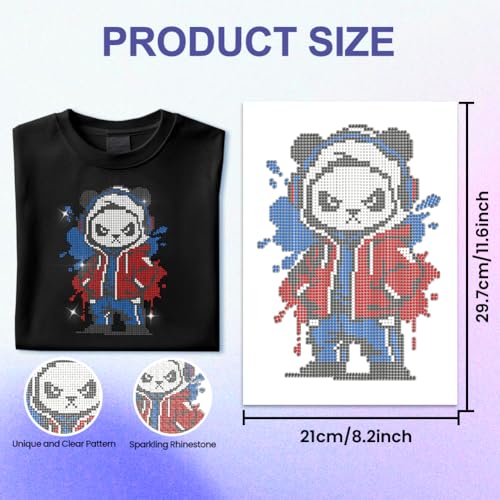 ANATTASOUL Hip-hop Pandas 11.6"x8.2" Animal Rhinestone Iron on Patches - style: Hip-hop Pandas