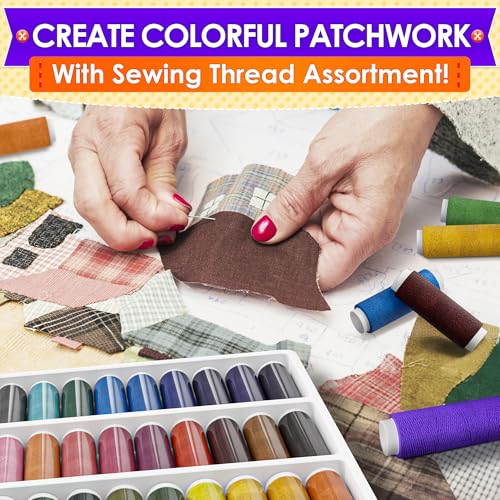 Sewing Thread Set, 39 Colors, 140 Yards Per Spool, Case Included - color: Multicolor