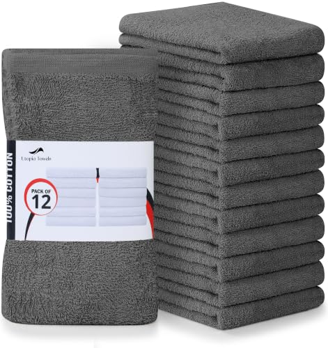 Utopia Towels Kitchen Bar Mops, Pack of 12, 16x19 in, 100% Cotton, Grey - color: Grey, size: 12 Pack